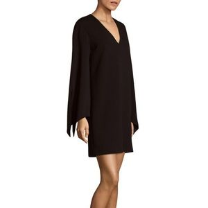 Tibi black crepe tie sleeve dress